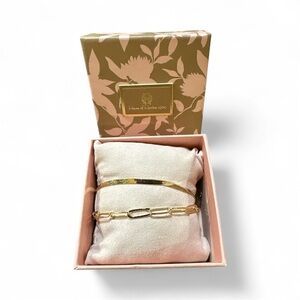 New House Of Harlow 14K Gold Plated Set Of 2 Bracelets NWOT